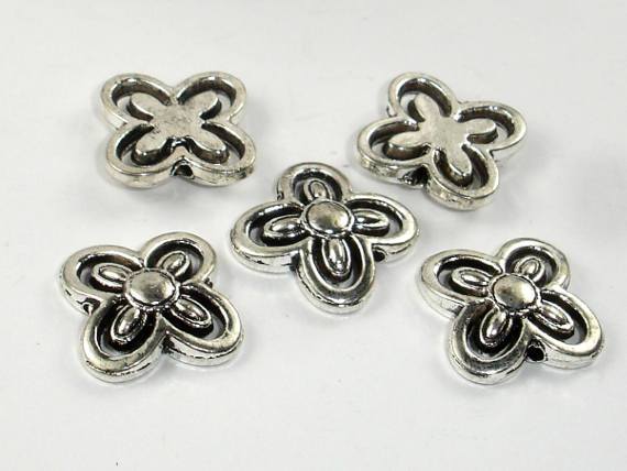 Metal Links, Flower Links, Connector Links, Zinc Alloy, Antique Silver Tone 20pcs-Metal Findings & Charms-BeadDirect