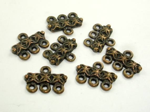 Metal Links, 3 Hole Connector Links, End Bars, Zinc Alloy 20pcs-Metal Findings & Charms-BeadDirect