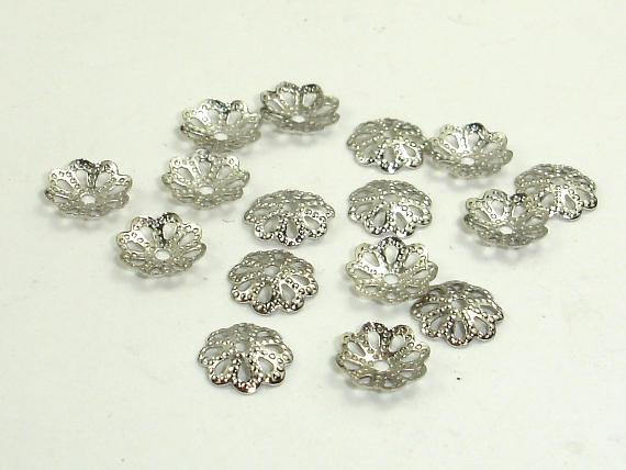 Bead Caps, Rhodium Plated Jewelry findings 6mm, 300 pcs-Metal Findings & Charms-BeadDirect