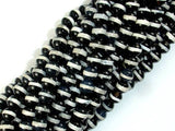 Black Onyx Beads, with White Line, 6mm Round Beads-Gems: Round & Faceted-BeadDirect