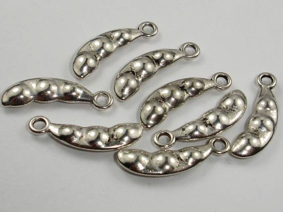 Pea Charms, Zinc Alloy, Antique Silver Tone 30pcs-Metal Findings & Charms-BeadDirect