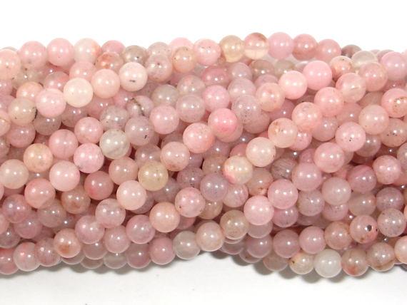 Rhodonite Beads, Light Pink, 4mm, Round Beads-Gems: Round & Faceted-BeadDirect