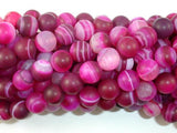 Matte Banded Agate Beads, Fuchsia Agate, 8mm Round Beads-Agate: Round & Faceted-BeadDirect