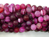 Matte Banded Agate Beads, Fuchsia Agate, 10mm(10.4mm) Round-Agate: Round & Faceted-BeadDirect