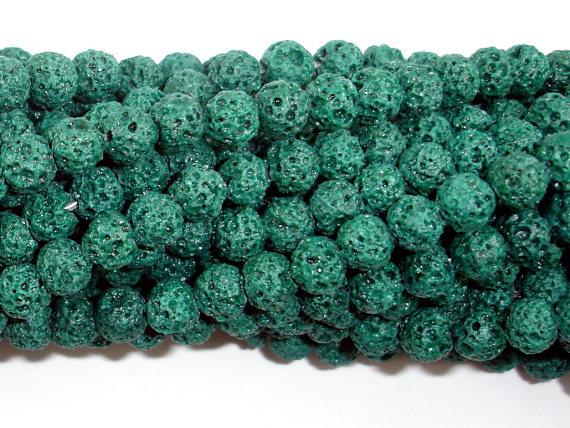 Green Lava Beads, Round, 6mm-Gems: Round & Faceted-BeadDirect