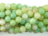 Banded Agate Beads, Light Green, 10mm(10.4mm)-Agate: Round & Faceted-BeadDirect