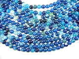 Banded Agate Beads, Blue, 10mm(10.5mm) Round-Agate: Round & Faceted-BeadDirect