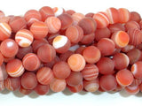Matte Banded Agate Beads, Red & Orange, 8mm Round Beads-Agate: Round & Faceted-BeadDirect