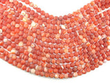Matte Banded Agate Beads, Red & Orange, 8mm Round Beads-Agate: Round & Faceted-BeadDirect