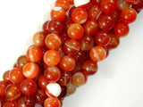 Banded Agate Beads, Red & Orange, 10mm-Agate: Round & Faceted-BeadDirect