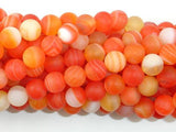 Matte Banded Agate Beads, Orange, 8mm Round Beads-Agate: Round & Faceted-BeadDirect