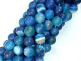 Matte Banded Agate Beads, Blue, 10mm Round Beads-Agate: Round & Faceted-BeadDirect