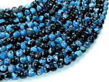 Agate Beads, Blue & Black, 6mm(6.3mm) Faceted Round-Agate: Round & Faceted-BeadDirect
