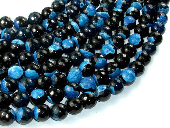 Agate Beads, Blue & Black, 10mm Faceted Round-Agate: Round & Faceted-BeadDirect