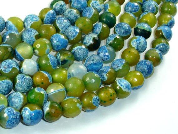 Agate Beads, Blue & Green, 10mm Faceted Round-Agate: Round & Faceted-BeadDirect