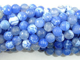 Fire Agate Beads, Blue & White, 8mm Faceted Round Beads-Agate: Round & Faceted-BeadDirect