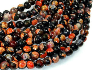 Agate Beads, Orange & Black, 8mm(8.3mm) Faceted-Agate: Round & Faceted-BeadDirect