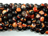 Agate Beads, Orange & Black, 8mm(8.3mm) Faceted-Agate: Round & Faceted-BeadDirect
