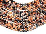 Agate Beads, Orange & Black, 10mm Faceted Round-Agate: Round & Faceted-BeadDirect