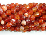 Fire Agate Beads, Orange & White, 8mm Faceted Round-Agate: Round & Faceted-BeadDirect