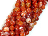 Fire Agate Beads, Orange & White, 8mm Faceted Round-Agate: Round & Faceted-BeadDirect