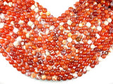 Fire Agate Beads, Orange & White, 10mm Faceted Round-Agate: Round & Faceted-BeadDirect