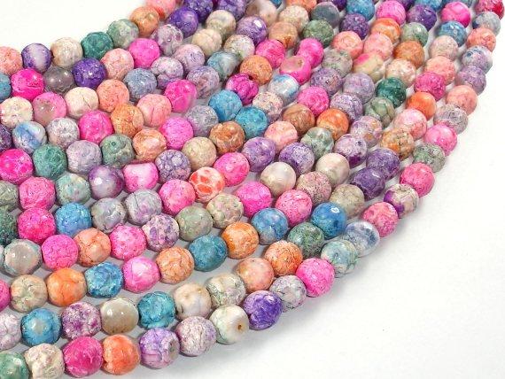 Crackle Agate Beads, Multi color, 6mm Round Beads-Agate: Round & Faceted-BeadDirect