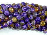 Agate Beads, Purple & Yellow, 8mm Faceted-Agate: Round & Faceted-BeadDirect