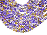 Agate Beads, Purple & Yellow, 8mm Faceted-Agate: Round & Faceted-BeadDirect