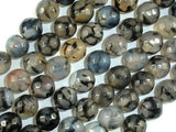 Dragon Vein Agate Beads, Black & Clear, 10mm Faceted Round Beads-Agate: Round & Faceted-BeadDirect