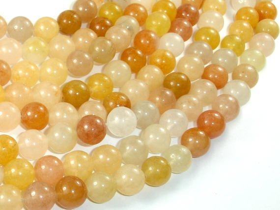 Yellow Jade Beads, 10mm(10.3mm) Round Beads-Gems: Round & Faceted-BeadDirect