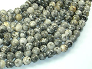 Gray Picture Jasper Beads, 8mm Round Beads-Gems: Round & Faceted-BeadDirect