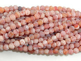 Matte Dragon Vein Agate - Orange & Red, 4mm Round Beads-Agate: Round & Faceted-BeadDirect