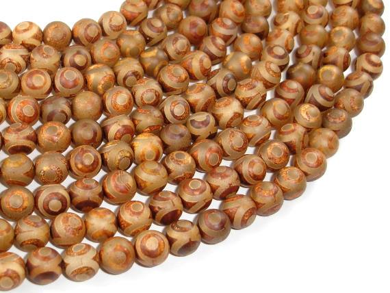 Tibetan Agate, 8mm (8.3mm) Round Beads-Agate: Round & Faceted-BeadDirect