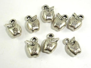 Apple Charms, Zinc Alloy, Antique Silver Tone, 7.5x12 mm, 20pcs-Metal Findings & Charms-BeadDirect