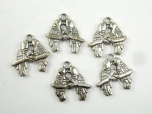 Bird Charms, Zinc Alloy, Antique Silver Tone 8pcs-Metal Findings & Charms-BeadDirect