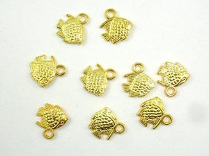 Fish Charms, Zinc Alloy, Gold Tone 40pcs-Metal Findings & Charms-BeadDirect
