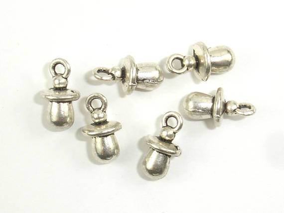 Nipple Charms, Zinc Alloy, Antique Silver Tone 20pcs-Metal Findings & Charms-BeadDirect