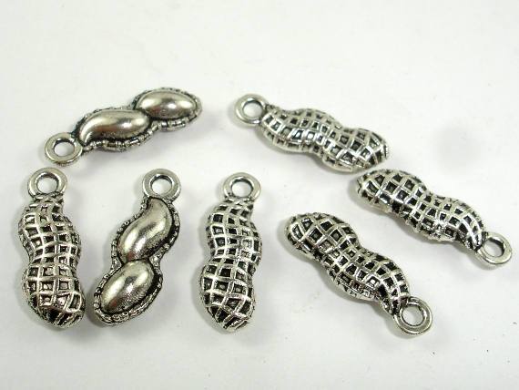 Peanut Charms, Zinc Alloy, Antique Silver Tone-Metal Findings & Charms-BeadDirect