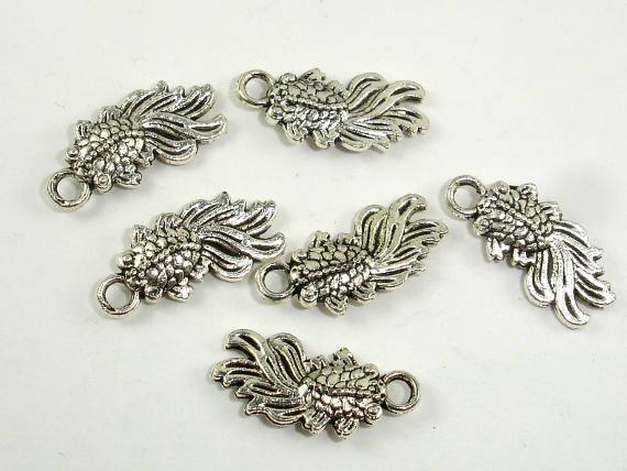Goldfish Charms, Zinc Alloy, Antique Silver Tone 20pcs-Metal Findings & Charms-BeadDirect