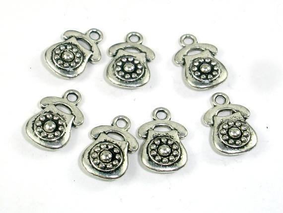 Telephone Charms, Zinc Alloy, Antique Silver Tone, 20pcs-Metal Findings & Charms-BeadDirect
