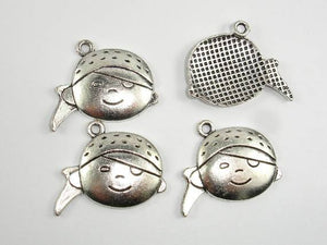 Girl Head Charms, Girl Head Pendant, Zinc Alloy, Antique Silver Tone 10pcs-Metal Findings & Charms-BeadDirect