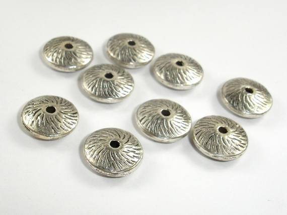 Metal Spacer-Saucer, Zinc Alloy, Antique Silver Tone 20pcs-Metal Findings & Charms-BeadDirect
