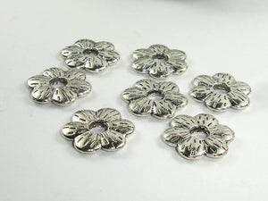 Metal Flower Spacer, Zinc Alloy, Antique Silver Tone 17pcs-Metal Findings & Charms-BeadDirect