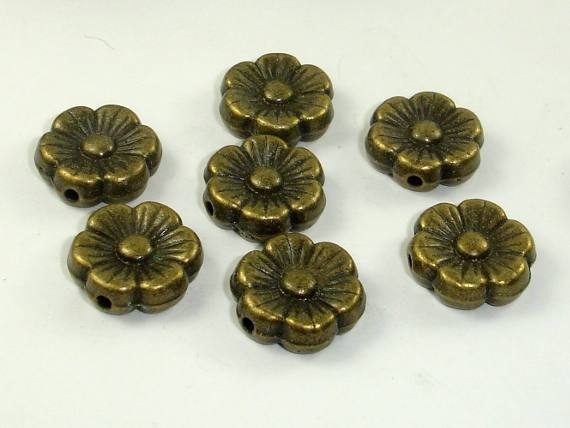 Flower Spacer, Zinc Alloy, Antique Brass 10pcs-Metal Findings & Charms-BeadDirect