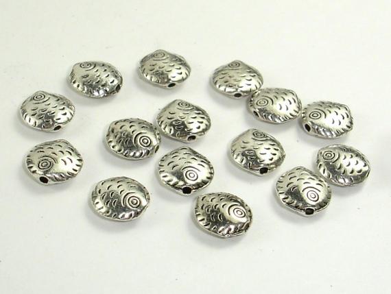 Fish Spacer-Coin, Zinc Alloy, Antique Silver Tone 30pcs-Metal Findings & Charms-BeadDirect