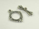 Metal Toggle Clasps , Antique Silver Tone, Ring 10 sets-Metal Findings & Charms-BeadDirect
