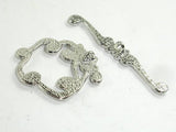 Metal Toggle Clasps, Antique Silver Tone, Ring, 4 sets-Metal Findings & Charms-BeadDirect