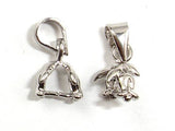 Pinch Bails, Flower Pinch Bail, 18K White Gold Plated 10pcs-Metal Findings & Charms-BeadDirect