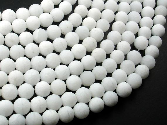Matte White Jade Beads, 8mm Round Beads-Gems: Round & Faceted-BeadDirect